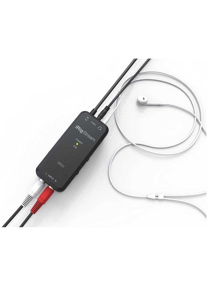 IK Multimedia IK Multimedia iRig Stream Solo - واجهة صوتية للبث المباشر مع مدخل RCA ستيريو ومخرج سماعة رأس مقاس 1/8 بوصة - iOS/Android  - Image 4