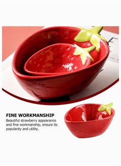 Y&D Ceramic Salad Bowl Cereal Pasta Bowls Strawberry Shaped for Soup Fruits Dish Kids Food Container, Decorative Fruit Dessert Tableware  - Image 4