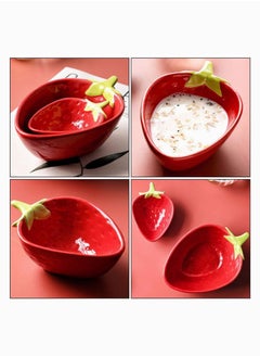Y&D Ceramic Salad Bowl Cereal Pasta Bowls Strawberry Shaped for Soup Fruits Dish Kids Food Container, Decorative Fruit Dessert Tableware  - Image 2