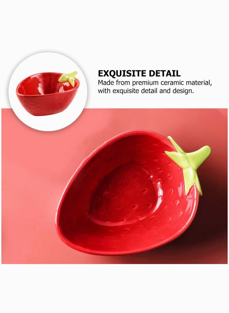Y&D Ceramic Salad Bowl Cereal Pasta Bowls Strawberry Shaped for Soup Fruits Dish Kids Food Container, Decorative Fruit Dessert Tableware - Image 5