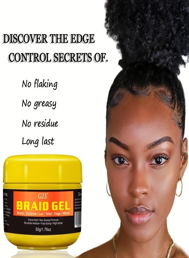 Vemofoper GZE Black Castor Oil Edge Gel Extra Hold Braid, Loc, Twist - Tames Frizz & Controls Edges for Women 4c Hair (50g) - Image 4