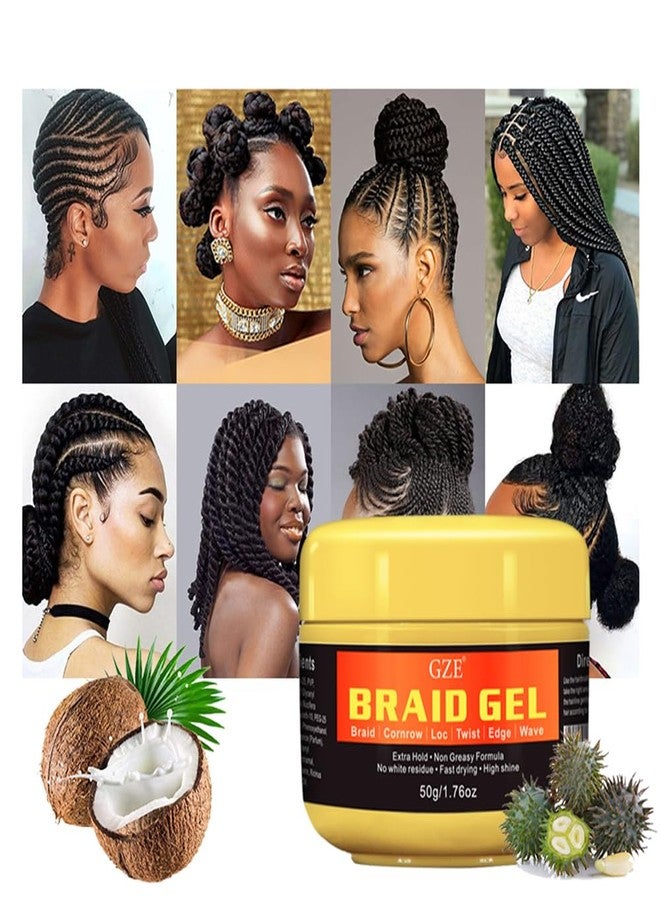 Vemofoper GZE Black Castor Oil Edge Gel Extra Hold Braid, Loc, Twist - Tames Frizz & Controls Edges for Women 4c Hair (50g) - Image 5