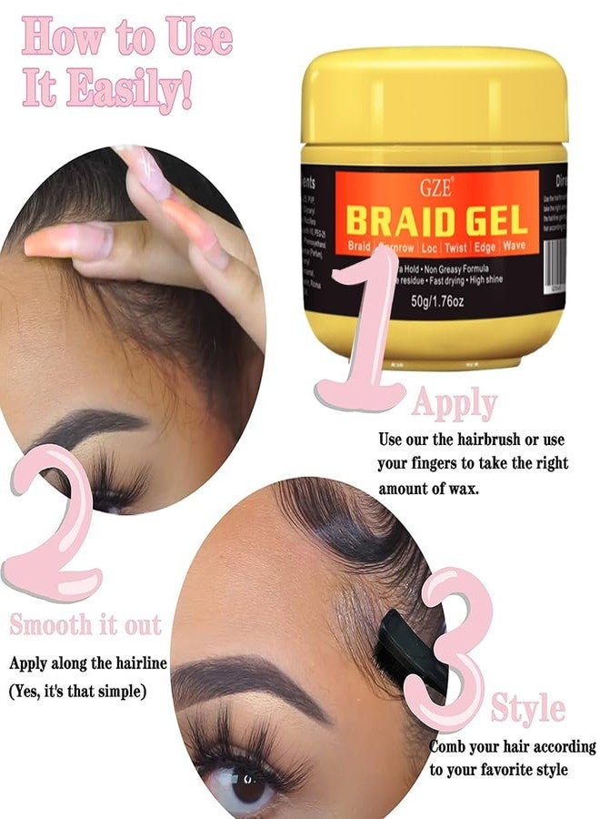 Vemofoper GZE Black Castor Oil Edge Gel Extra Hold Braid, Loc, Twist - Tames Frizz & Controls Edges for Women 4c Hair (50g) - Image 2