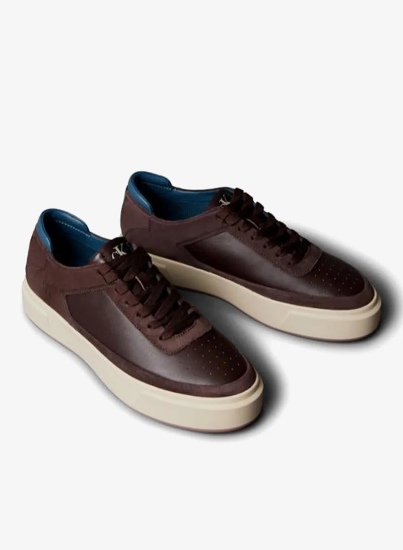 CALVIN KLEIN Bordeaux/Muddy Brown/Navy Teal Premier - Leather Signature Trainers for Men | Best Price UAE
