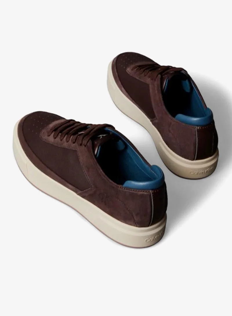 CALVIN KLEIN Bordeaux/Muddy Brown/Navy Teal Premier - Leather Signature Trainers for Men | Best Price UAE