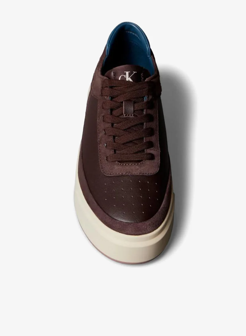 CALVIN KLEIN Bordeaux/Muddy Brown/Navy Teal Premier - Leather Signature Trainers for Men | Best Price UAE