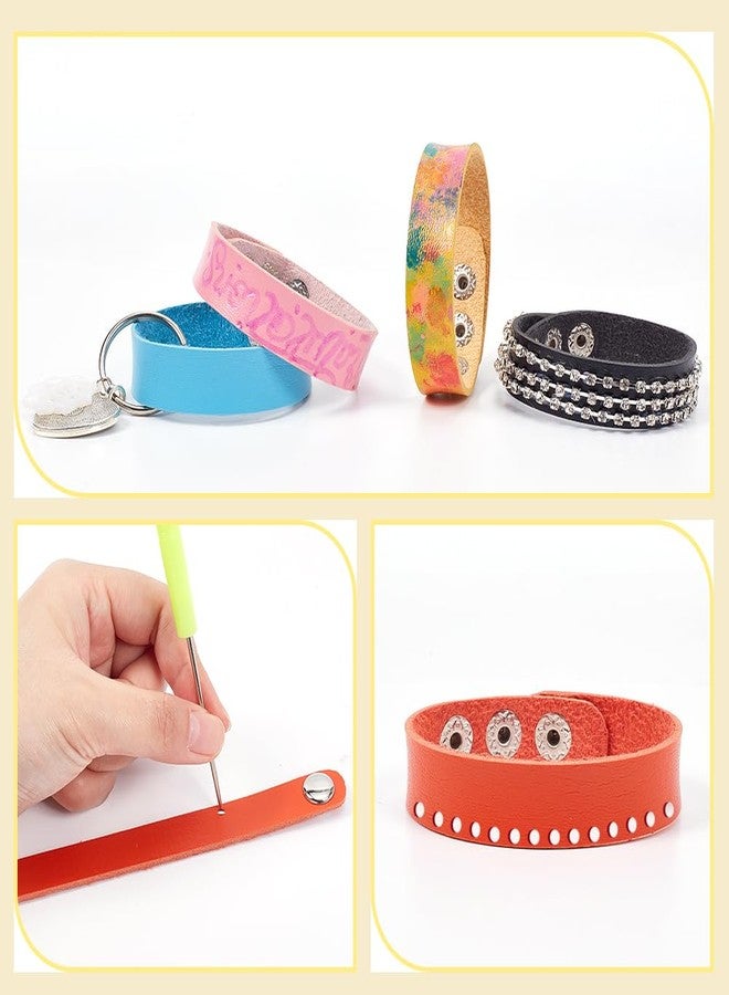 NBEADS 10 Pcs Plain Leather Bracelets Blank, Adjustable Leather Snap Bracelets Wrist Leather Cuffs DIY Craft Wristbands for Men Women Jewelry Making, 10 Colors - Image 4