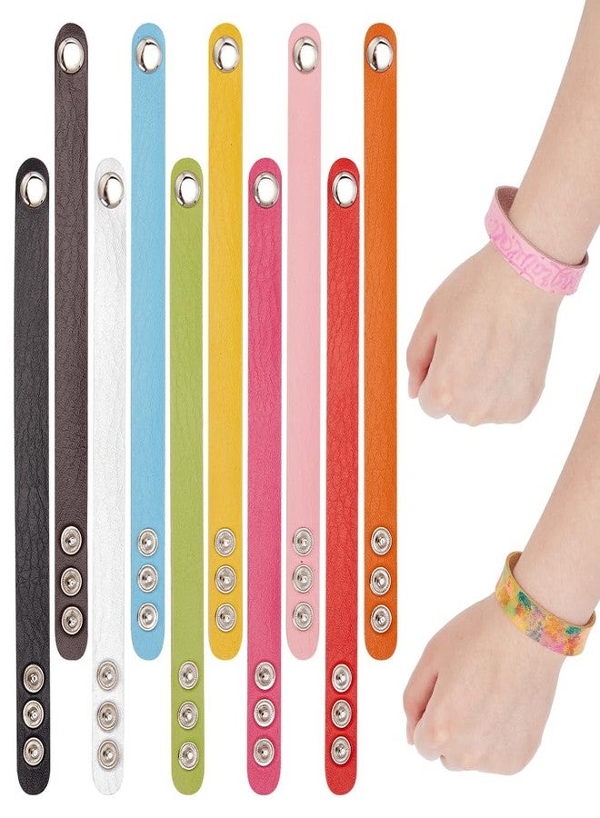 NBEADS 10 Pcs Plain Leather Bracelets Blank, Adjustable Leather Snap Bracelets Wrist Leather Cuffs DIY Craft Wristbands for Men Women Jewelry Making, 10 Colors - Image 1