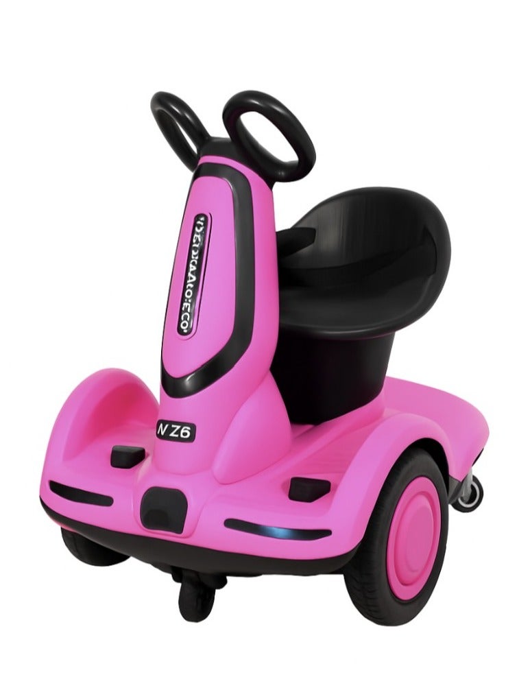 Electric Scooter For Kids Rechargeable Five Wheels LED Lighting With Safety Belt Pink 