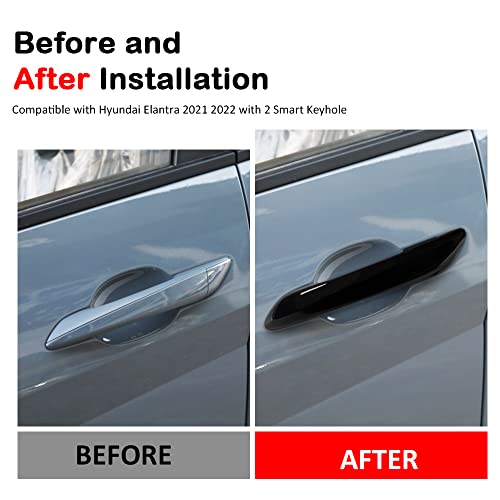 DEYTOP Door Handle Cover Compatible with Hyundai Elantra 2021-2023 Accessories Exterior Door Handle Cover for Hyundai Elantra Accessories Door Handle Protector Trim with 2 Smart Keyhole (Gloss Black) - Image 2