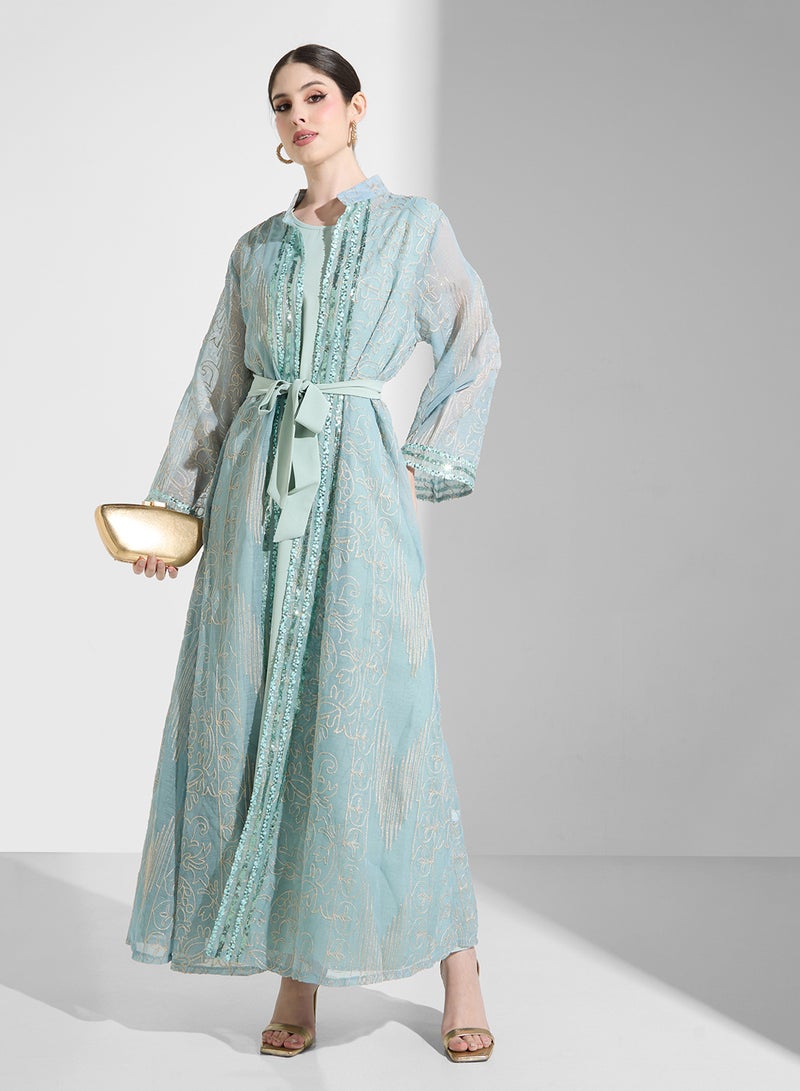 خزانة عباية بياقة شال مفتوحة - Image 4