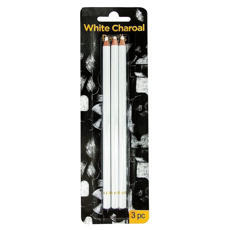 53 Arts 53 Arts Professional White Charcoal Pencils Set - Pack of 3 Sketch Highlight Pencils for Drawing, Shading & Blending | Ideal for Artists & Beginners  - Image 1