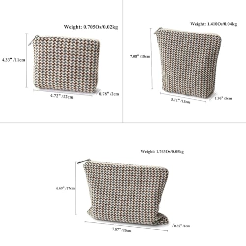 BBORGDC Small Cosmetic Bag Set of 3 for Purse, Tweed Makeup Bags, 3 Sizes Zipper Pouch Organizer for Travel & Toiletries, Gift for Her Birthday, Bridesmaid & Best Friend - Image 2