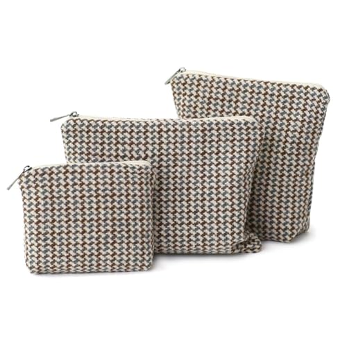 BBORGDC Small Cosmetic Bag Set of 3 for Purse, Tweed Makeup Bags, 3 Sizes Zipper Pouch Organizer for Travel & Toiletries, Gift for Her Birthday, Bridesmaid & Best Friend - Image 1