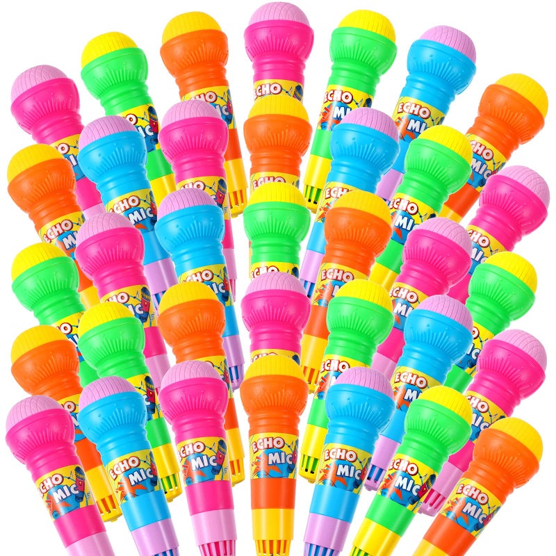 Woanger 30 Pcs Echo Microphone Fun Voice Amplifying Microphone Multicolored Retro Battery Free Speech Therapy Toys Lightweight Echo Mic for Singing Music Birthday BBQ Party Supply 75 x 22 Inch - Image 3