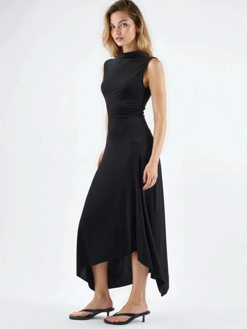 هيكاب Asymmetric Midi Sandy Dress