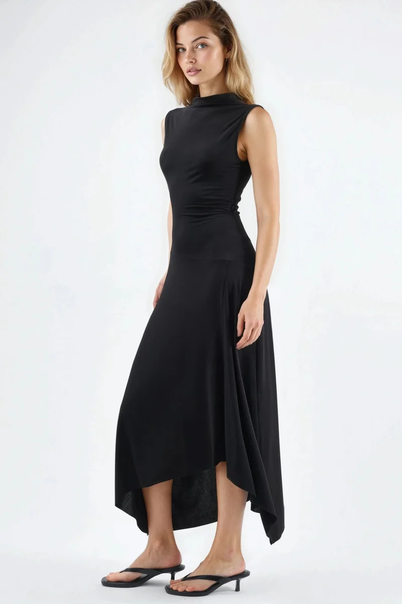 Hiccup Asymmetric Midi Sandy Dress