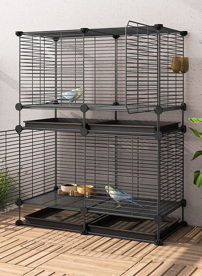 Small Animal Cage Shelves Chicken Cage Galvanized Poultry Cage Suitable For Chickens Ducks Bird Geese And Other Poultry Thick Steel Bars Sliding Tray with Ties/Latches and Removable Tray Indoor/Outdo - Image 1