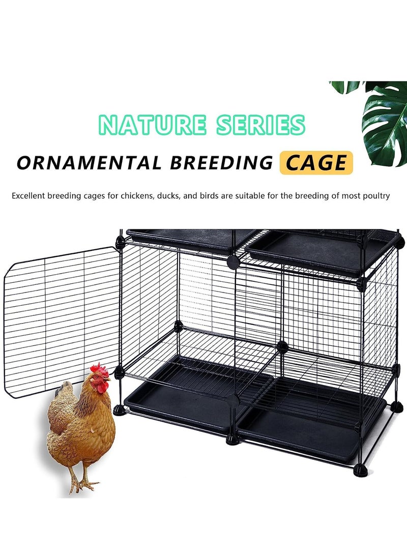Small Animal Cage Shelves Chicken Cage Galvanized Poultry Cage Suitable For Chickens Ducks Bird Geese And Other Poultry Thick Steel Bars Sliding Tray with Ties/Latches and Removable Tray Indoor/Outdo - Image 5