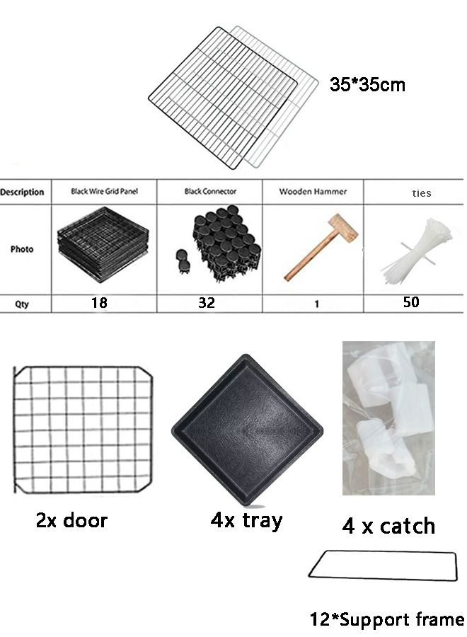 Small Animal Cage Shelves Chicken Cage Galvanized Poultry Cage Suitable For Chickens Ducks Bird Geese And Other Poultry Thick Steel Bars Sliding Tray with Ties/Latches and Removable Tray Indoor/Outdo - Image 2