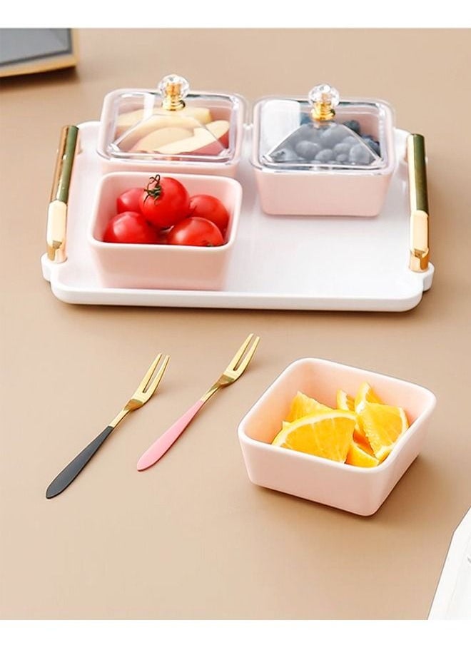 4 Pieces Multipurpose Use Light Luxury Fruits and Snack Storage Bowls with Tray Serving Bowls for Guest 22.5x19.7x4 Centimeter