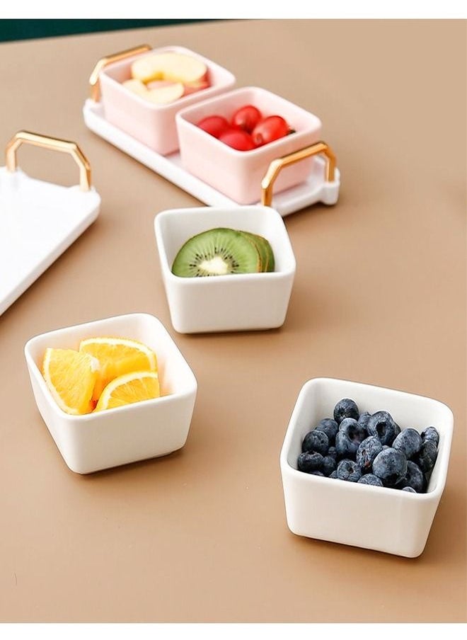 4 Pieces Multipurpose Use Light Luxury Fruits and Snack Storage Bowls with Tray Serving Bowls for Guest 22.5x19.7x4 Centimeter