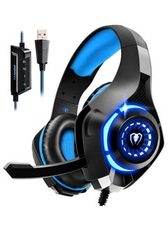7.1 Gaming Headset for PC, Computer Gaming Headphones with Noise Cancelling Mic/Microphone, PC Gaming Headset with LED Lights for PC, PS4/PS5 Console, Laptop