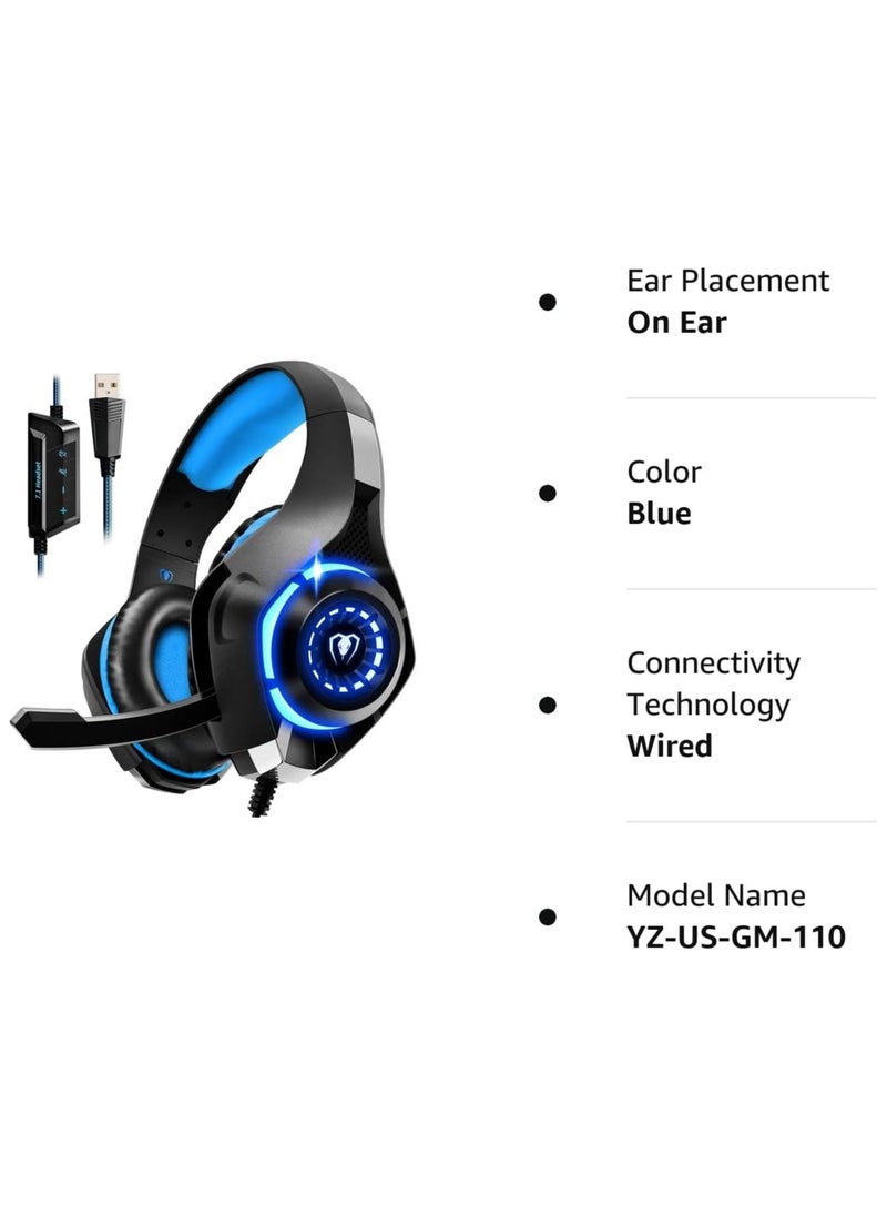 Generic - 7.1 Gaming Headset for PC, Computer Gaming Headphones with Noise Cancelling Mic/Microphone, PC Gaming Headset with LED Lights for PC, PS4/PS5 Console, Laptop - Image 1