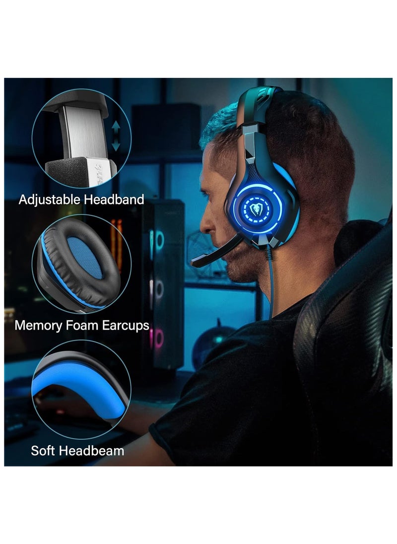 Generic - 7.1 Gaming Headset for PC, Computer Gaming Headphones with Noise Cancelling Mic/Microphone, PC Gaming Headset with LED Lights for PC, PS4/PS5 Console, Laptop - Image 1