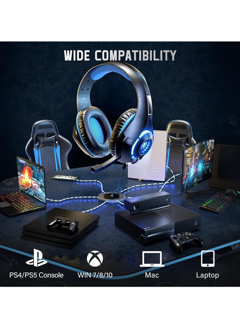 Generic - 7.1 Gaming Headset for PC, Computer Gaming Headphones with Noise Cancelling Mic/Microphone, PC Gaming Headset with LED Lights for PC, PS4/PS5 Console, Laptop - Image 1