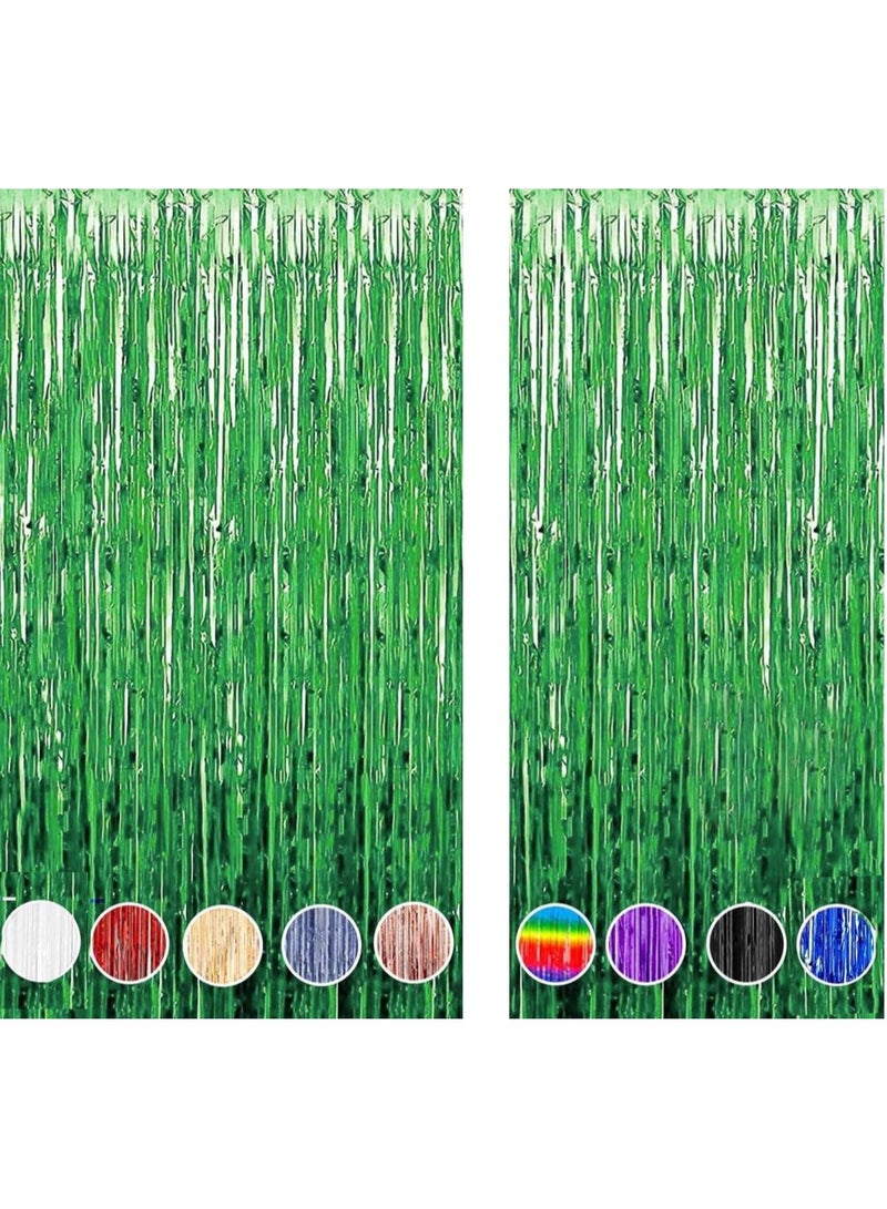 مارك ستارة فويل خضراء | 1 × 2 متر خلفية حفلات من الزينة المعدنية للهالوين، وحفلات استقبال المولود الجديد، وحفلات الزفاف، والعيد، والتخرج، وديكورات حفلات أعياد الميلاد [عبوة من قطعتين] - Image 1
