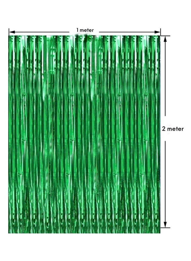مارك ستارة فويل خضراء | 1 × 2 متر خلفية حفلات من الزينة المعدنية للهالوين، وحفلات استقبال المولود الجديد، وحفلات الزفاف، والعيد، والتخرج، وديكورات حفلات أعياد الميلاد [عبوة من قطعتين] - Image 2