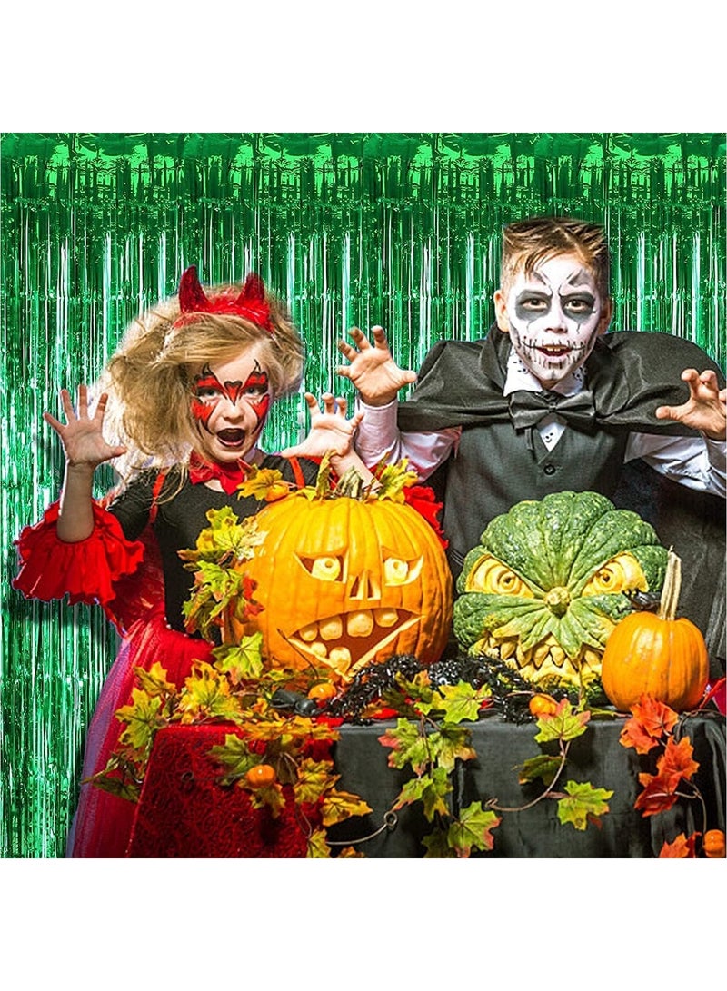 مارك ستارة فويل خضراء | 1 × 2 متر خلفية حفلات من الزينة المعدنية للهالوين، وحفلات استقبال المولود الجديد، وحفلات الزفاف، والعيد، والتخرج، وديكورات حفلات أعياد الميلاد [عبوة من قطعتين] - Image 4