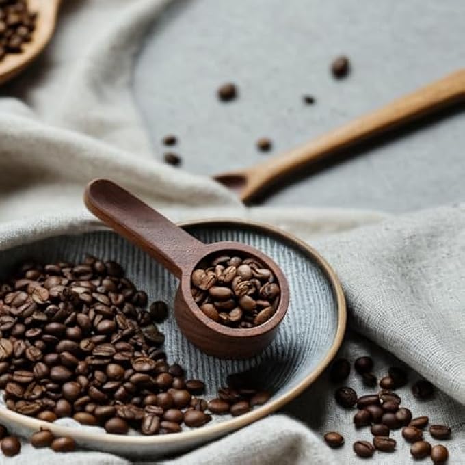 ريحني مجموعة مغرفة قهوة خشبية، ملعقة قياس الجوز للحبوب المطحونة، مسحوق البروتين، التوابل، مقبض طويل مغرف مطبخ للشاي 2 قطعة - Image 5