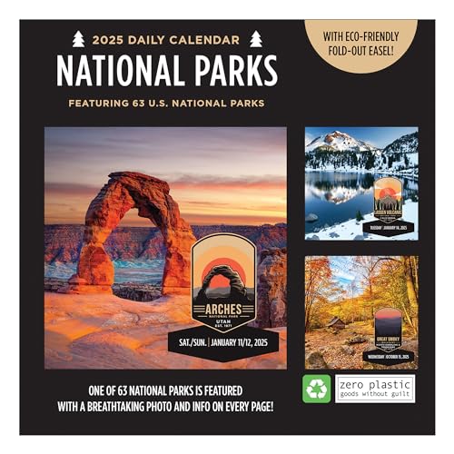 TF PUBLISHING 2025 National Parks Daily Desktop Calendar - Home & Office Organization - Small Desk Top Calendar - Full-Color Tear-Off Pages - Standing Fold-Out Cardboard Easel for Desks - 5.25”x5.25” - Image 4