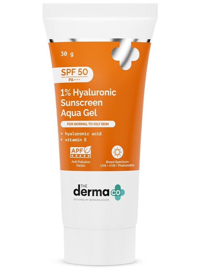 ذا ديرما كو جل مائي من ذا ديرما كو 1% هيالورونيك بعامل حماية من الشمس 50 PA++++، خفيف الوزن بدون طبقة بيضاء لحماية واسعة من الضوء الأزرق للبشرة الدهنية والجافة والمعرضة لحب الشباب - 30 جم - Image 1