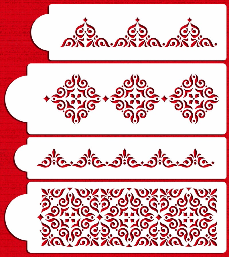 Designer Stencils C540 Mexican Tile Cake Stencil Set, Beige/semi-transparent - Image 1