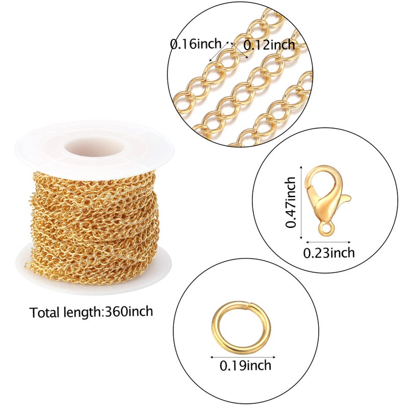 Forise 30 Feet Necklace Chains 3mm Twisted Links Chain for DIY Jewelry Making,Necklace Chains Set with 20Pcs Lobster Clasps 50Pcs Jump Rings - Image 2