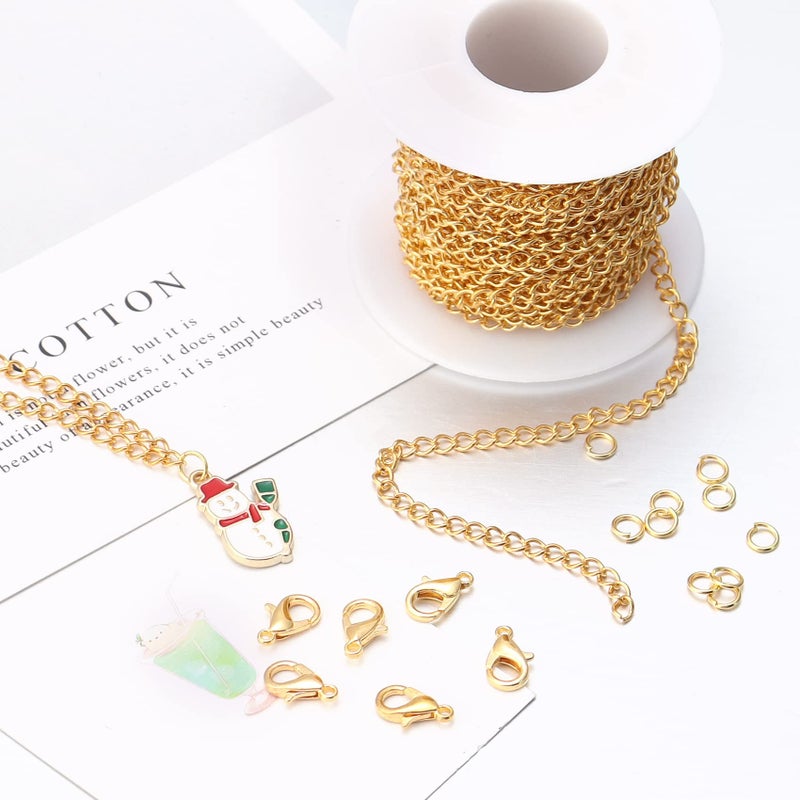 Forise 30 Feet Necklace Chains 3mm Twisted Links Chain for DIY Jewelry Making,Necklace Chains Set with 20Pcs Lobster Clasps 50Pcs Jump Rings - Image 5