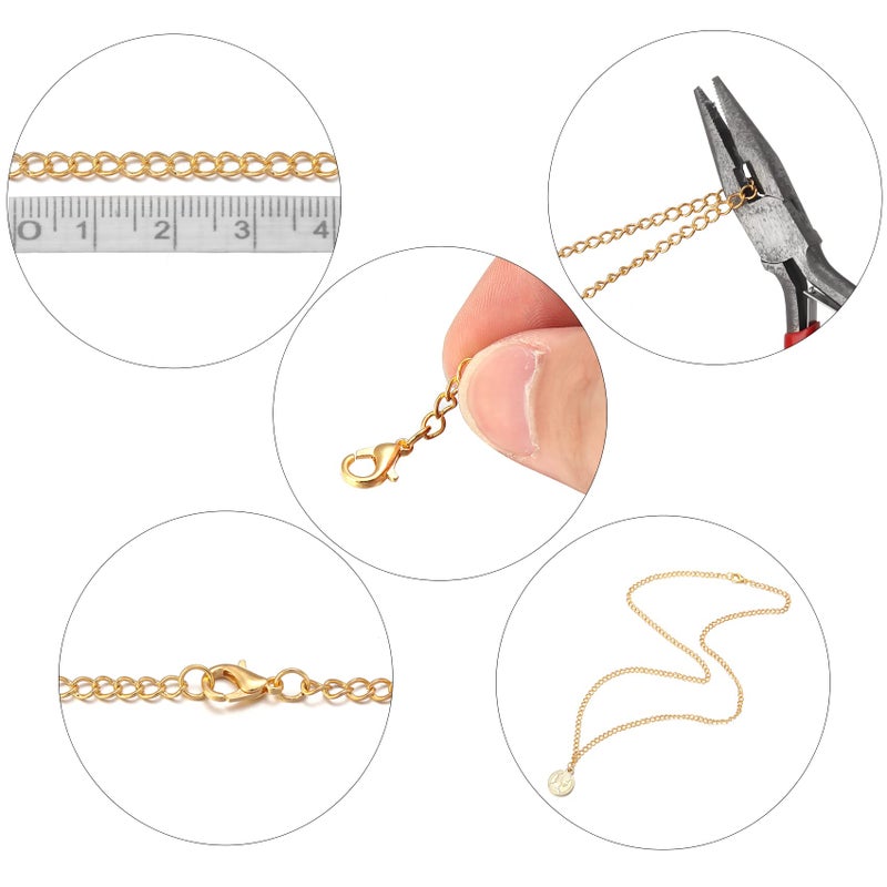 Forise 30 Feet Necklace Chains 3mm Twisted Links Chain for DIY Jewelry Making,Necklace Chains Set with 20Pcs Lobster Clasps 50Pcs Jump Rings - Image 3
