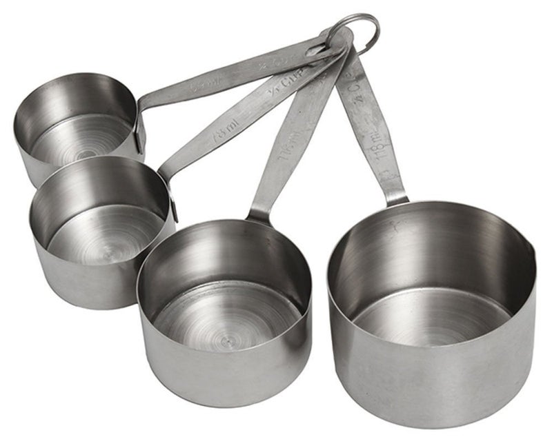 Crestware Heavy Duty Stainless Steel Measuring Cup Set One Quarter Cup One Third Cup Half Cup 1 Cup Measures