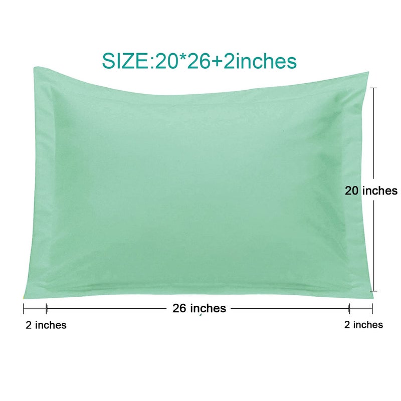 إن تي باي NTBAY القياسي وسادة شامز - 2 حزمة microfiber 20x26 الأغطية الوهمية - فائقة ناعمة ودافئة تتلاشى التجاعيد المقاومة للبقع 20x26 بوصات أكسفورد وسادة البحر الأخضر  - Image 5