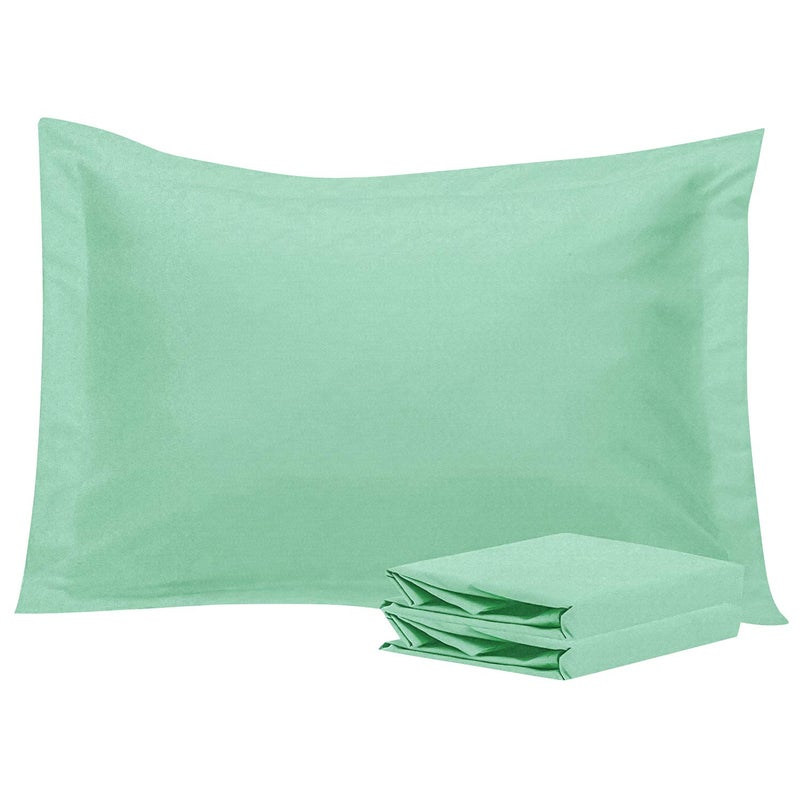 إن تي باي NTBAY القياسي وسادة شامز - 2 حزمة microfiber 20x26 الأغطية الوهمية - فائقة ناعمة ودافئة تتلاشى التجاعيد المقاومة للبقع 20x26 بوصات أكسفورد وسادة البحر الأخضر  - Image 1