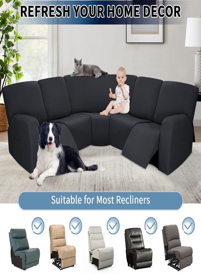 PureFit Additional Seat Cover for Reclining Couch Covers, Super Stretch Recliner Covers for Large Recliner, Reclining Sofa Slipcovers Furniture Protector for Kids Pets with Elastic Bottom, Dark Gray - Image 4