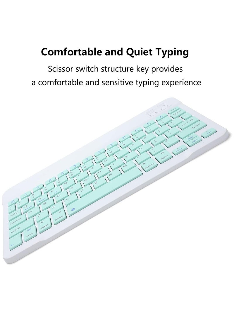 ELTRAZONE - Rechargeable Bluetooth Keyboard and Mouse Combo Ultra-Slim Portable Compact Wireless Mouse Keyboard Set for Android Windows Tablet Cell Phone iPhone iPad Pro Air Mini, iPad OS/iOS 13 and above (Green) - Image 1