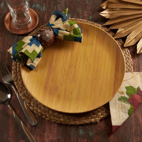 Red Butler Eco-Friendly Bamboo Fiber Plates | Set of 4 Dinner Plates (11-Inch) | Reusable and Stain Resistant | Sturdy Weight and Durable | Microwave & Dishwasher Safe | Elegant Wooden Design - Image 3