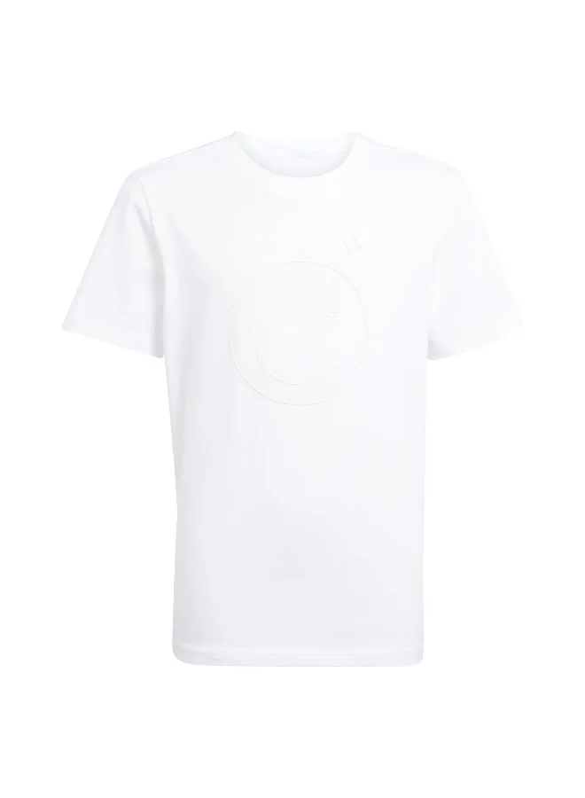 Adidas J Smi Tee White Training T-Shirts For Junior 7-8Y