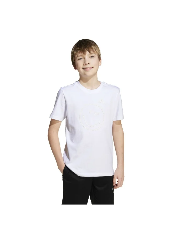 Adidas J Smi Tee White Training T-Shirts For Junior 7-8Y