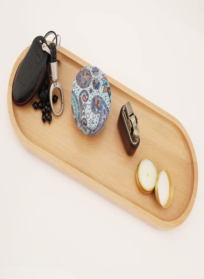Fermus Wooden Tray, Set of 2, 12.5 Inch Long, Jewelry Dish Cosmetics Organizer Bathroom Clutter Wood Decorative Serving Platter Small Storage Tray, Oval (2 Pack) - Image 2