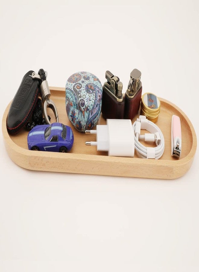 Fermus Wooden Tray, Set of 2, 12.5 Inch Long, Jewelry Dish Cosmetics Organizer Bathroom Clutter Wood Decorative Serving Platter Small Storage Tray, Oval (2 Pack) - Image 3